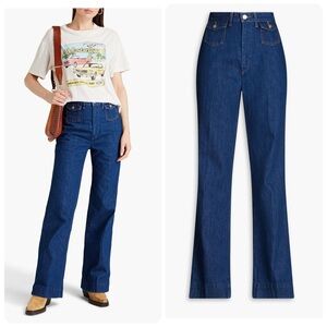 New! RE/DONE Retro 70s Pocket Wide Leg High Rise  Jeans